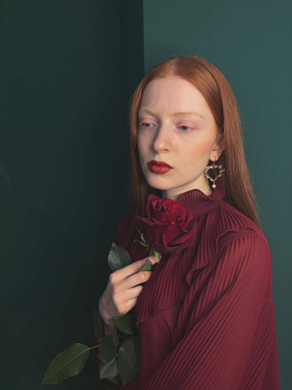 Orecchini cuore ramo big con perla