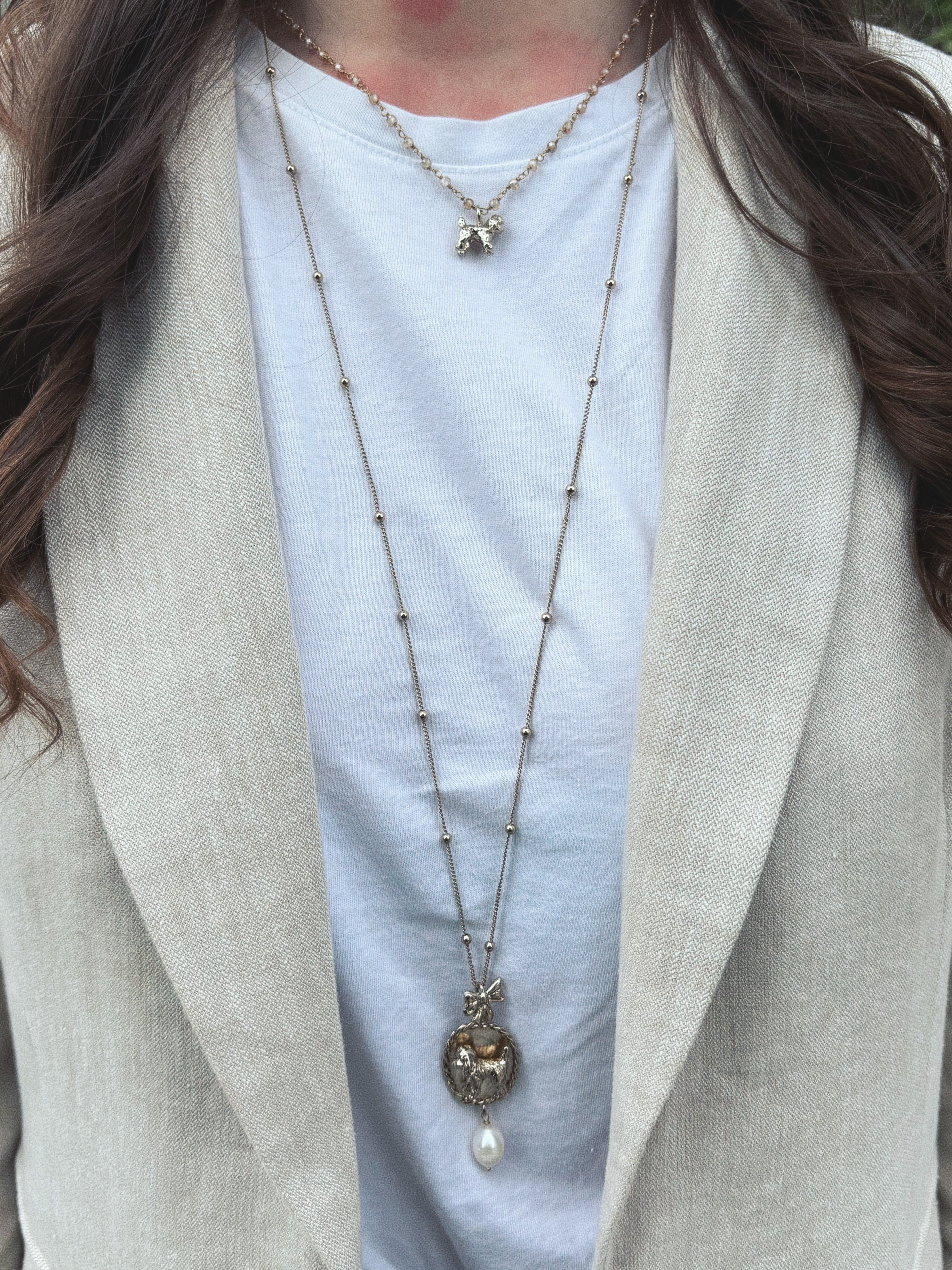 763 Collana lunga cammeo barboncino big