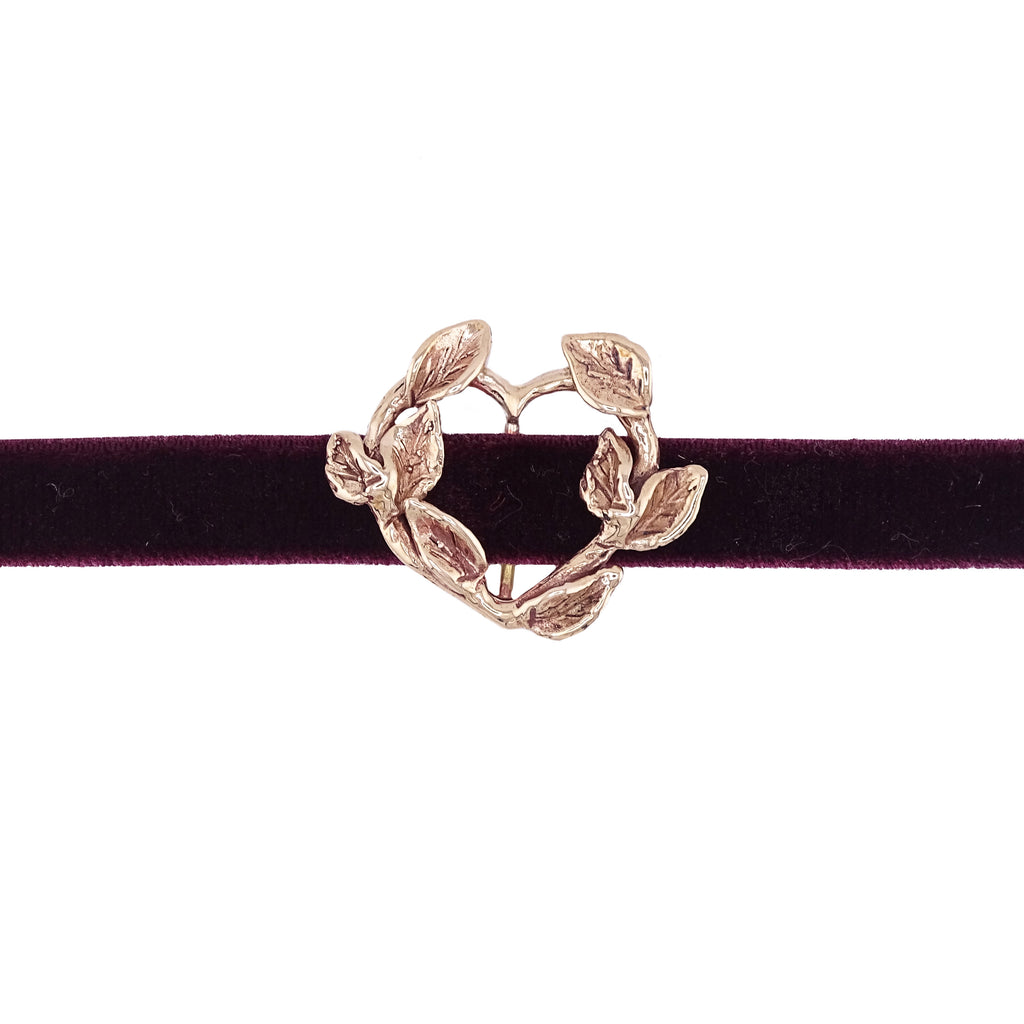 Bracciale velluto cuore ramo