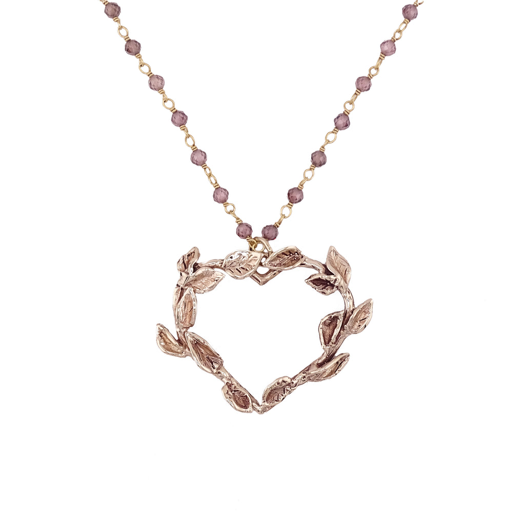 Collana rosario cuore ramo