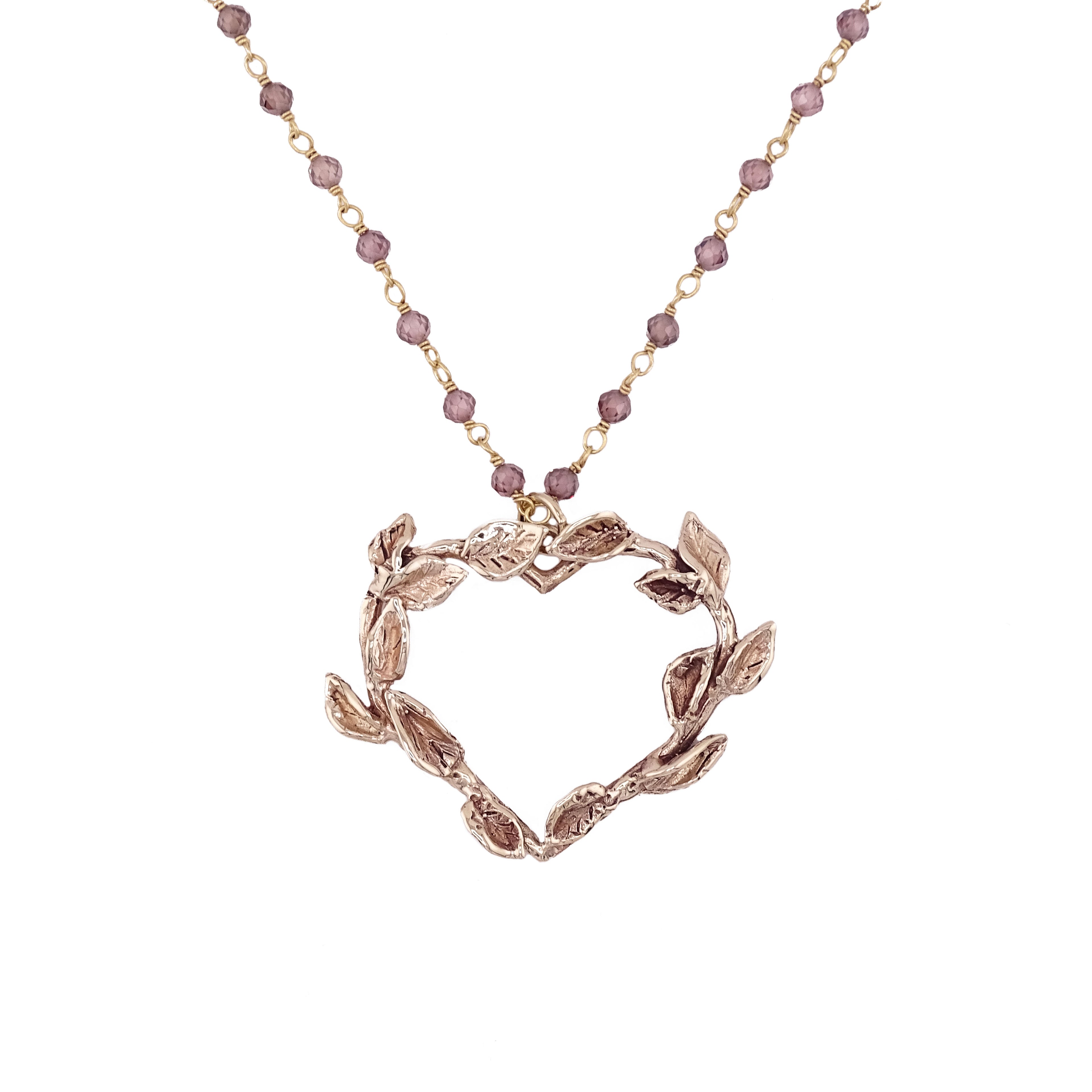 Collana rosario cuore ramo