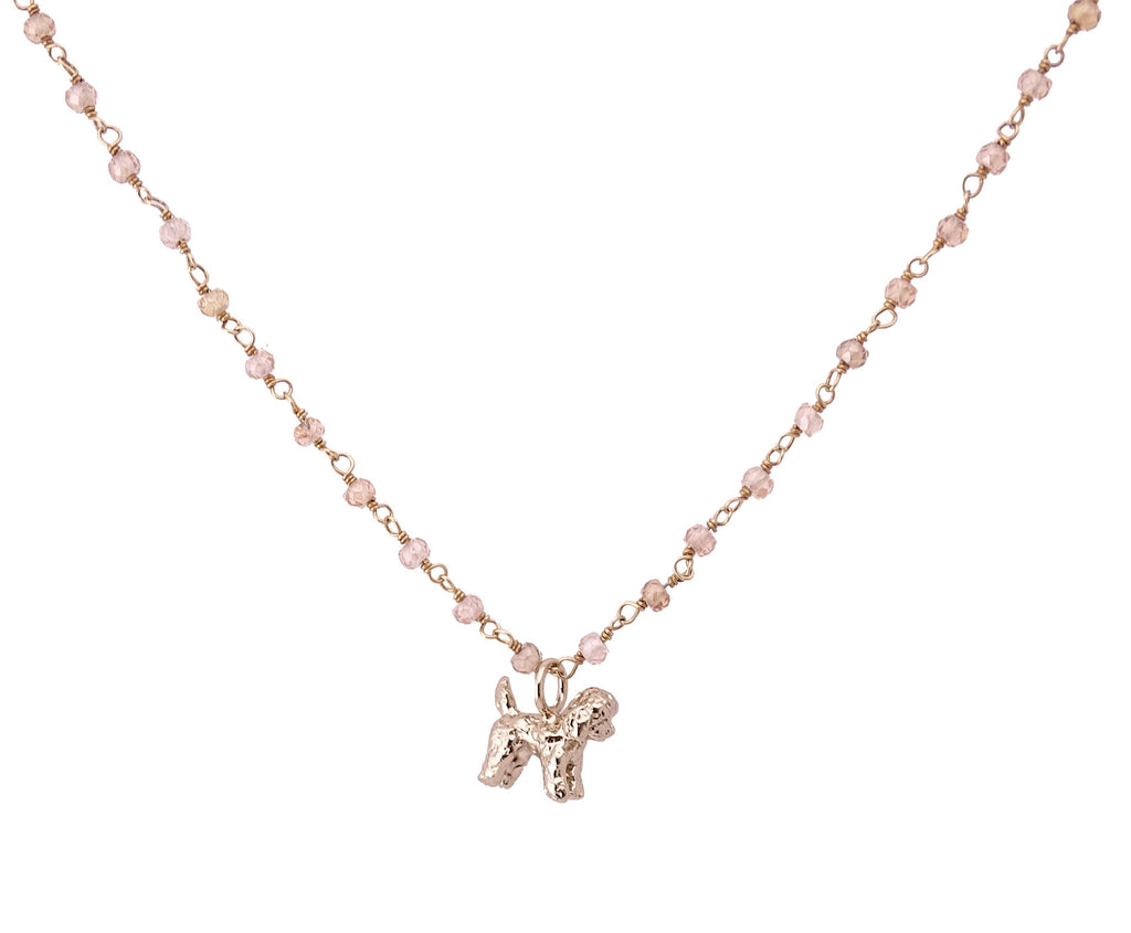 Collana rosario barboncino zirconia champagne