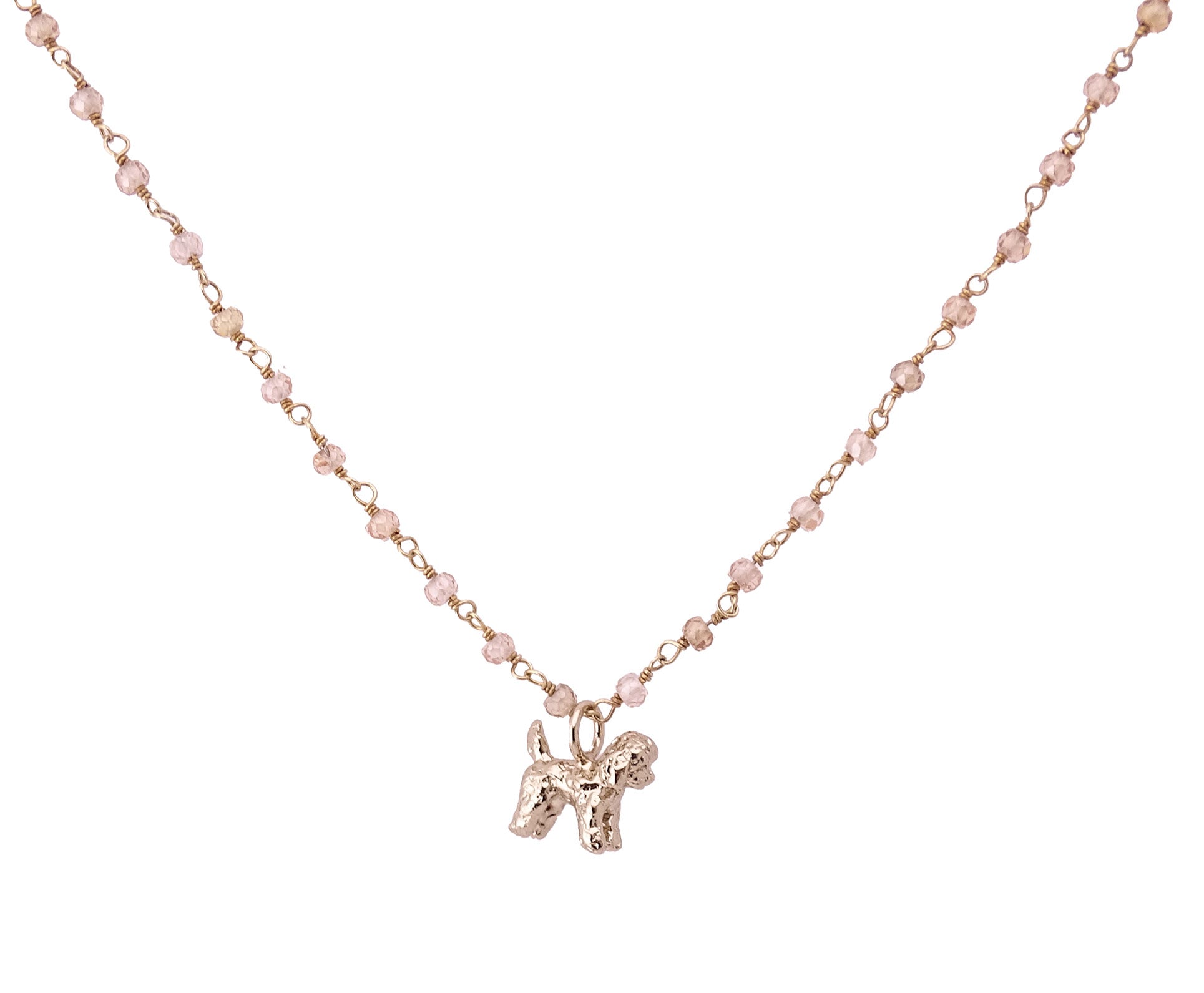 Collana rosario barboncino zirconia champagne