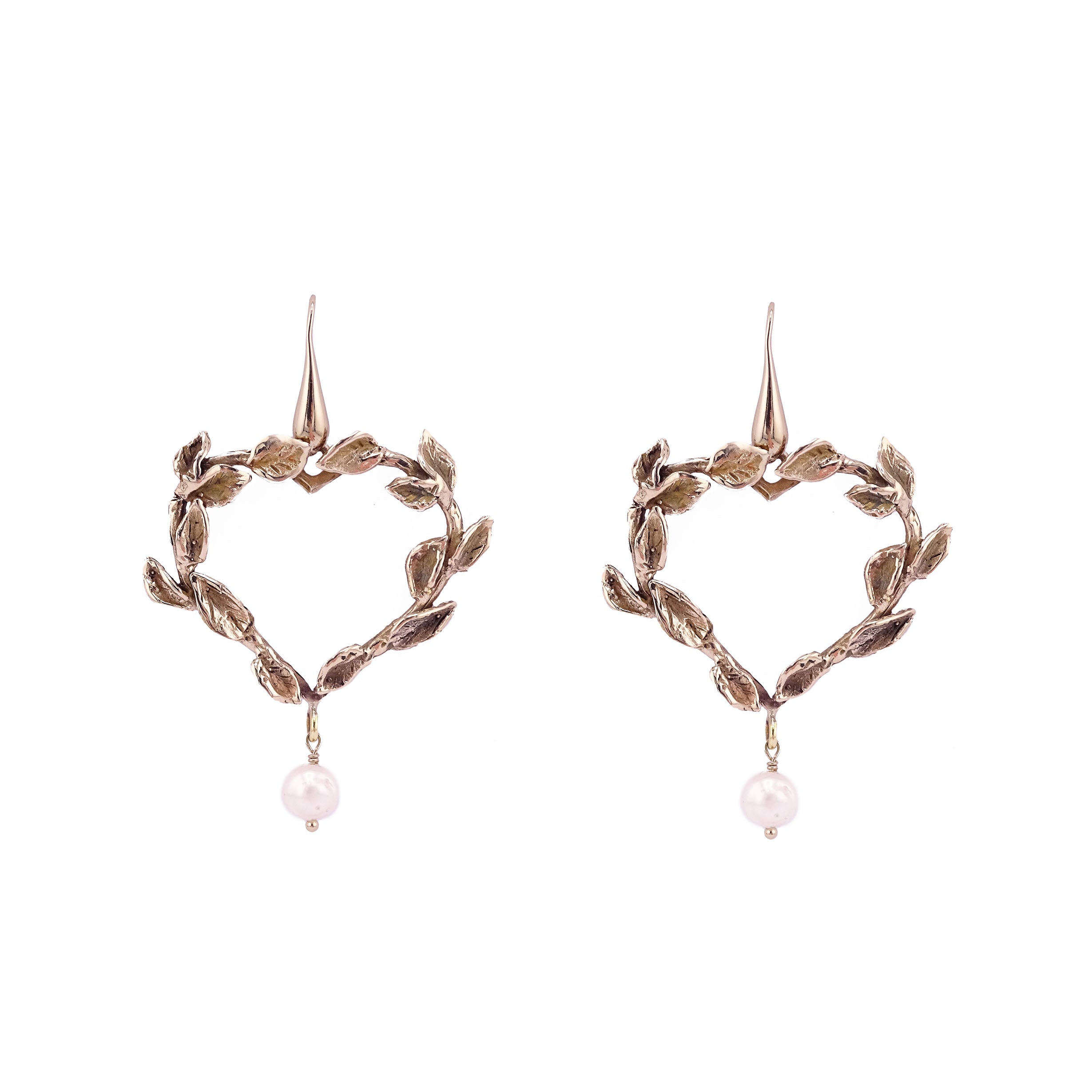 Orecchini cuore ramo big con perla